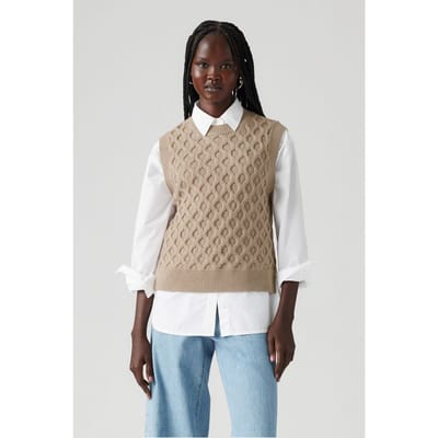 Levi's Bluebell Cable Vest Mid Oatmeal Heather Maat: S | Gebreide Truien Outlet | Dames | Beige