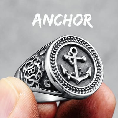 Retro Anker Ring 316L Roestvrij Staal Heren Ringen Navigator Oceaan Kapitein Roer Rock voor Biker Mannelijk Vriend Sieraden Beste Cadeau 10 white