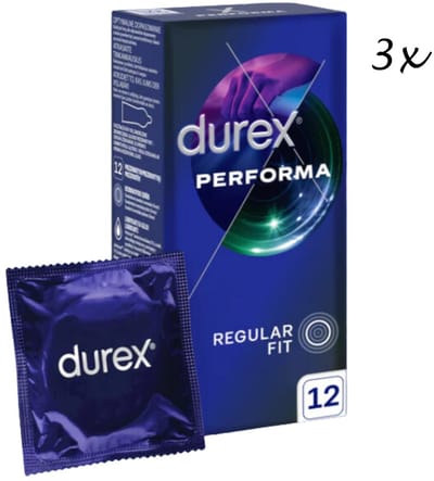 Durex Condooms - Performa - Extended Pleasure (Orgasme Vertragend) - 36 Stuks (3x12 stuks) - Discreet Verpakt