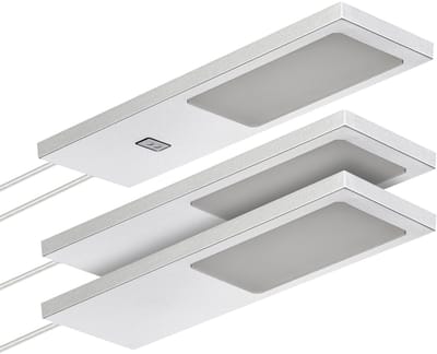 SOTECH set van 3 LED-meubellampen GIULIA II met / zonder sensor zilvergrijs, 4000K neutraal wit incl. transformator & verdeler Onderkastverlichting