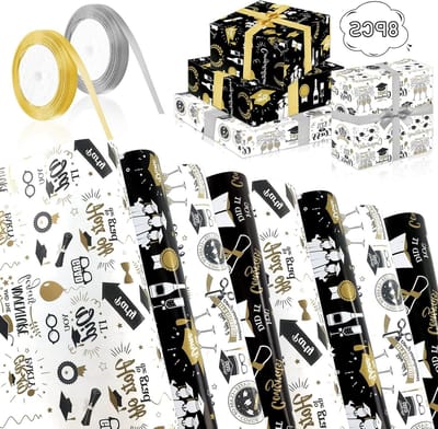 Cadeaupapier voor Afstuderen, 8 Vellen Verpakt, Decoratief Inpakpapier, 70 x 50 cm, Feestelijke Verpakking, Creatieve Cadeauverpakking