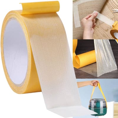 Dailygoods- Plakband Extra Sterk - Dubbelzijdig Tape - 3 cm x 20 m - Transparant - Ideaal voor Tapijt/Foto/Muur - Eenvoudig te Knippen/Verwijderen