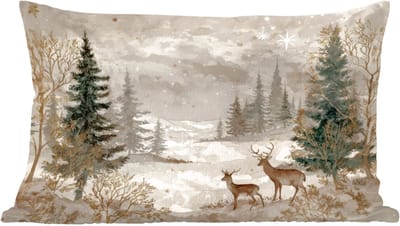Sierkussens - Kussentjes Woonkamer - 60x40 cm - Bos - Herten - Winter - Sneeuw