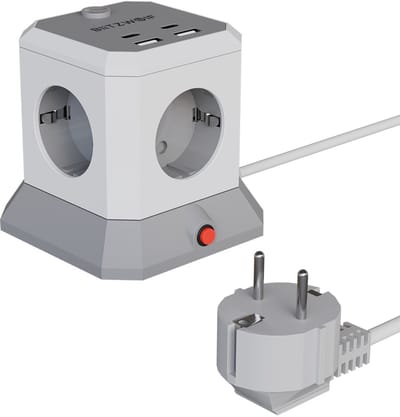 8-in-1 Stopcontactdoos, Stekkerblok Stopcontactstrip met 4 AC Stopcontacten / 2 USB-A / 2 USB-C