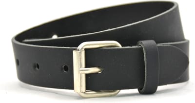 Leren kinderriem zwart 3 cm breed - Zwarte Kinderriem - Echt Leer - Maat: 55 - Totale lengte riem: 70cm