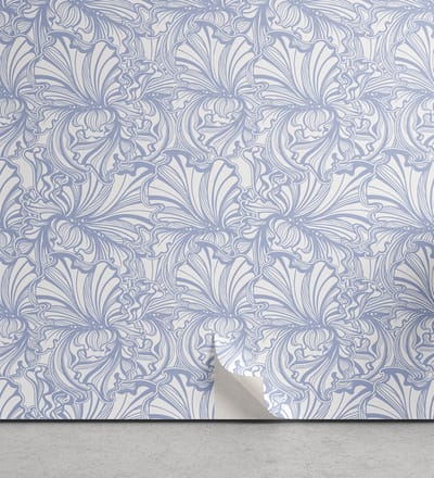 ABAKUHAUS Art Nouveau aftrekbaar en zelfklevende behang voor thuis, zelfklevende woonkamerkeuken accent, 33 cm x 90 cm, Baby Blue White