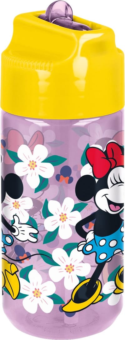Disney's Minnie Mouse Tritan Drinkfles Sunshine - 430 ml – Vaatwasserbestendig & BPA-vrij - Drinkfles voor kinderen – Transparant paars/Geel