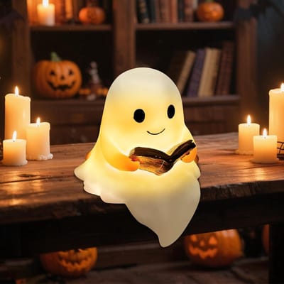 Daity Schattige spookleeslamp - spookleeslamp - Halloween spookleeslamp - schattig spook voor lezers en boekenliefhebbers (1 stuk) [Energieklasse A]