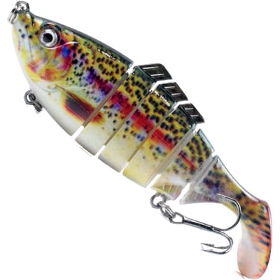 Leurres de pêche 3,9 po / 0,6 oz pour leurres à corps dur à 6 segments avec hameçon triple réaliste 2 beige