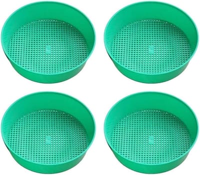 Tuin Bodemzeefjes - Potgrond Zeven - Planten Voorbereiden - Fijn Gaas Scheiding - 4 Stuks 21cm - Groen Zwart