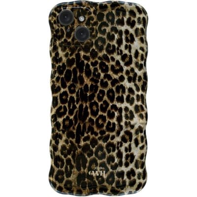 xoxo Wildhearts Glossy Wavy Case Wild Soul telefoonhoesje - Geschikt voor iPhone 13 - Golvend hoesje - Glimmende silicone case met golven - Vlekbestendig - Luipaard / Tijgerprint hoesje