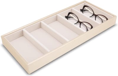 Stapelbare Velvet Glazen Display Tray voor Sieraden, Horloges en Brillen - Organisator voor Accessoires in Beige