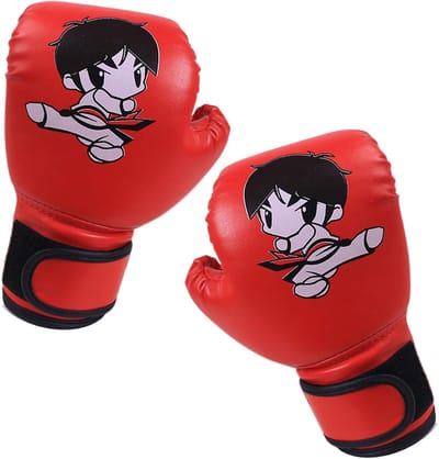Kinder Bokshandschoenen - Vechthandschoenen Jeugd - Sport Training - Versterkte Polsbescherming - 3-12 Jaar - Rood