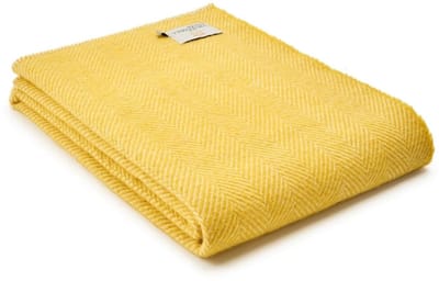 Plaid zonder franje Visgraat Geel (Dandelion) - 140x200 - Nieuw Wol - Tweedmill UK