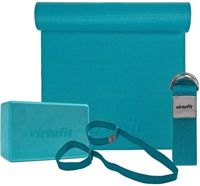 VirtuFit Premium Yoga Set - 4-Delig - Inclusief Yoga Blok, Yoga Mat, Yoga Riem en Yoga Draagriem - Ocean Green
