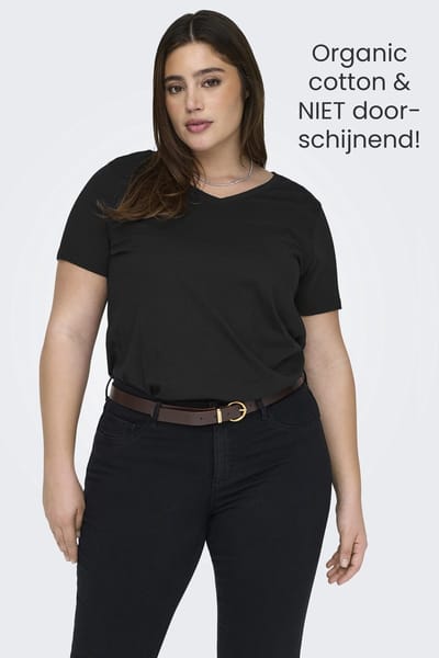 Only Carmakoma T-shirt Carbonnie Life S/s V A-shape Tee No 15322776 Black Dames Maat - W42 X L44
