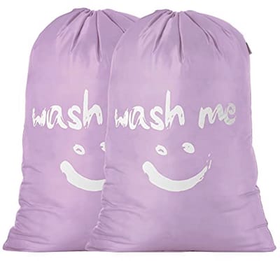 IHOMAGIC Pack of 2 Laundry Bags, 120 Litres, Dirty Laundry Bag, Large Foldable Laundry Basket, Storage Bag, Travel Laundry Room, Home, Violet