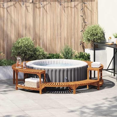 Whirlpool omranding Ø255 x 55,5 cm – massief acaciahout, ronde spa-afwerking, weerbestendige outdoor jacuzzi ombouw, luxe tuin & terras upgrade – Laura