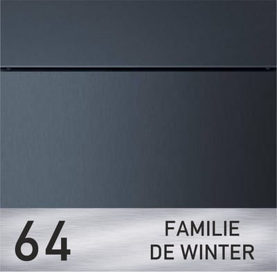 BR49 Brievenbus antraciet met naam en huisnummer 37x37x8.5cm