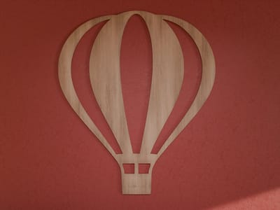 Houten wanddecoratie - Wooden wall decoration | Luchtballon 36 x 42cm Hot air balloon | Licht hout - Natural wood | Muurdecoratie - Wall art - Design Wandfiguur - Echt Hout - Real Wood