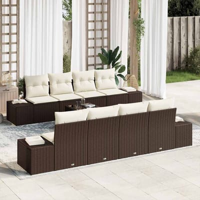 vidaXL Tuin Sofa Set 7 st Bruin en crème poly rattan
