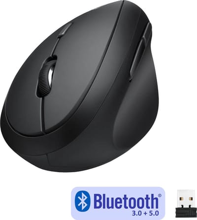 Perixx Perimice-619 Draadloze ergonomische verticale muis - 2,4ghz + Bluetooth - stille muis - 3in1 Multi device - anti slip coating