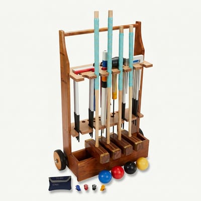 Ubergames - Professional Croquet Set - 16mm - Officieel - ECO Hardhout - Met Trolley - Top Kwaliteit