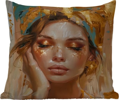 Tuinkussen - Vrouwen - Portret - Luxe - Goud - 40x40 cm - Weerbestendig