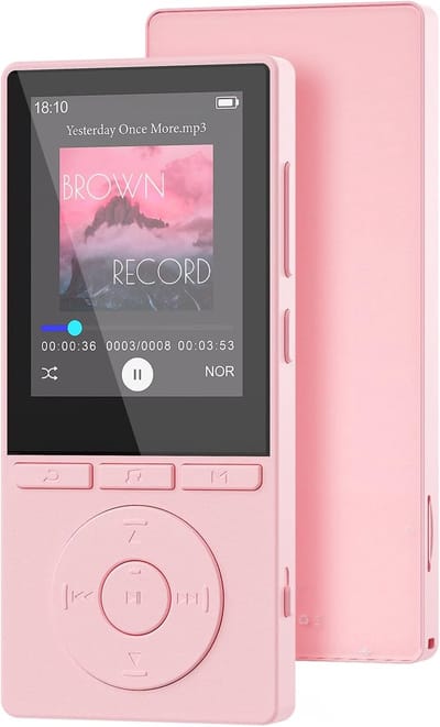 MP3 Speler - Muziekspeler Media - Sporten Muziek Luisteren - Bluetooth 5.3 Ingebouwde Speaker - 64GB Opslag - Roze