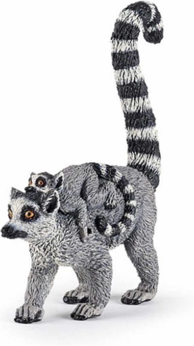 Papo Speelfiguur Ringstaartmaki - Bosdier met jong - Handgeschilderd