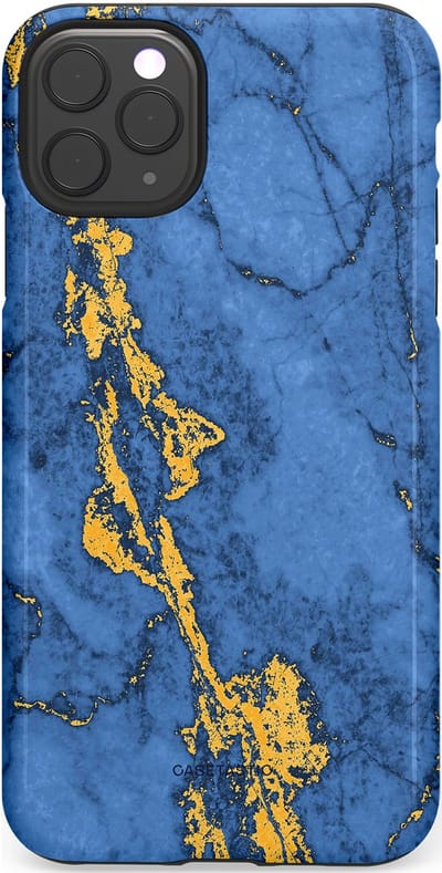 Casetastic hoesje geschikt voor Apple iPhone 11 Pro Max - Dubbellaagse bescherming - Koninklijk Marmer - Fashion Case - Blauw Goud