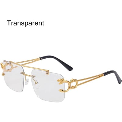Retro Frameloze Brillen Metaal Steampunk Zon Duurzaam Trendy Brillen Zonnebrillen Cheetah Decoratie Frameloze Zonnebrillen white