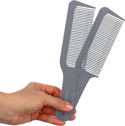 Barbier Kammen - Haarkam Set - Haar Stylen - Golvende Tanden - 2 Stuks - Grijs