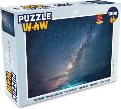 Puzzel Sterren - Zonnestelsel - Turquoise - Jongens - Meisjes - Kinderen - Legpuzzel - Puzzel 1000 stukjes volwassenen