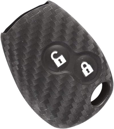 Zachte Siliconen Sleutelcover met Carbon Fiber Patroon voor Renault Auto's - Geschikt voor Clio, Scenic, Megane, Duster, Sandero en Twingo met 2 Knoppen