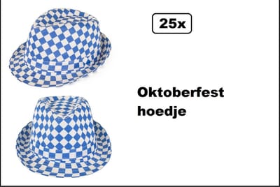 25x Festival Oktoberfest hoed - Oktoberfeest - Uitdeel Apres ski thema feest festival fun blauw wit Oktoberfest