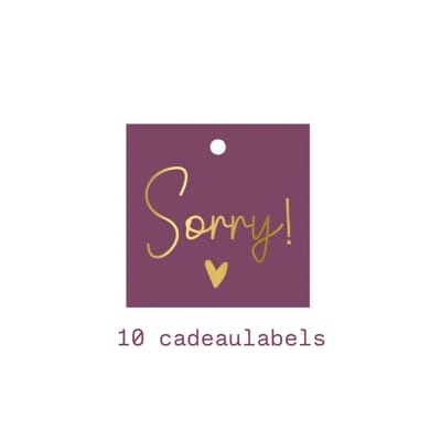 10x Cadeaulabel SORRY - excuses - naam kaartje - bloemenkaartje - label - hangkaartje - cadeaukaartje - leuk inpakken - naamkaartje - cadeautag - hangtag - cadeauhanger - leuk inpakken - naamlabel - cadeauversiering -