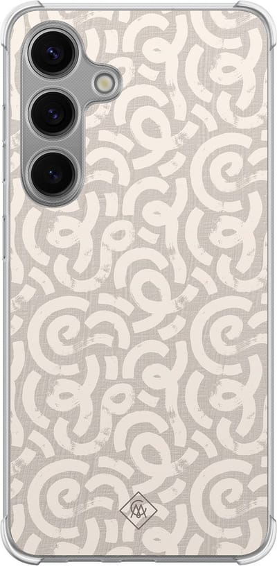 Casimoda® hoesje - Geschikt voor Samsung Galaxy S24 Plus - Ivory Abstraction - Shockproof case - Extra sterk - TPU/polycarbonaat - Bruin/beige, Transparant