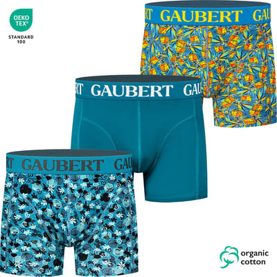 Heren Premium Katoenen Boxershorts 3-pack - Printjes Groenblauw - Organisch Katoen Maat M CTNSET-003