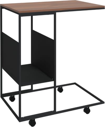 Bijzettafel met wieltjes 55x36x63,5 cm bewerkt hout zwart