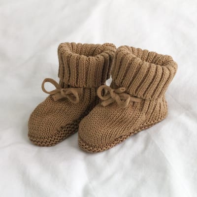 Steppies Babyslofjes Gebreid - Bruin - Maat 18-19 (6-12 maanden, 12 cm) - Slofjes voor jongens en meisjes