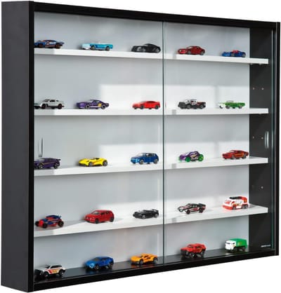 AMA® Vitrinekast met Glas - Vitrinekast Hangend - Vitrinekast - Zwart en Wit - 10x80x60cm