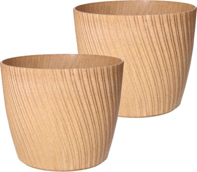 Form Plastic Plantenpot/bloempot Waves - 2x - kunststof - zalm roze - D19 x H16 cm - rond