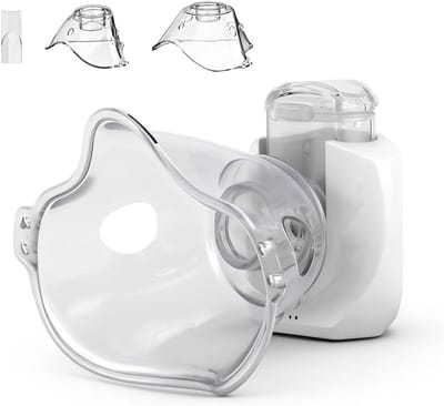 Inhalatieapparaat voor Volwassenen en Kinderen, Draagbare Vernevelaar met Laag Geluidsniveau, Ideaal voor Astma en Allergieën, Inclusief Mondstuk en 2 Maskers