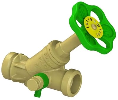 Schlösser Armaturen JS Vrijstroomventiel met buitendraad MULTI, met aftapkraan, met stijgende spindel, DN20, buitendraad 1'', DVGW gekeurd, 0015472000001