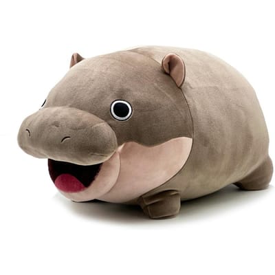 Moo Deng Pluche Schattige Cartoon Nijlpaard Pluche Dieren Zacht Knuffeldier Knuffelkussen Rugkussen Kinderspeelgoed Meisje Jongen Cadeau 21cm bruin
