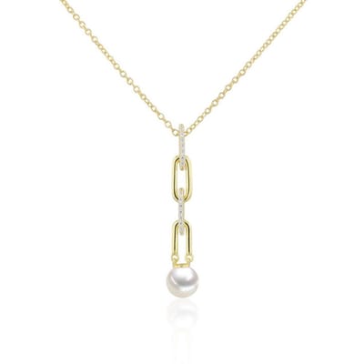 Luna-Pearls - 216.1009 - Ketting - Dames - 925er Zilver ve Roségouduld - Zoetwatercultuurparel en Zirkonia - 45cm