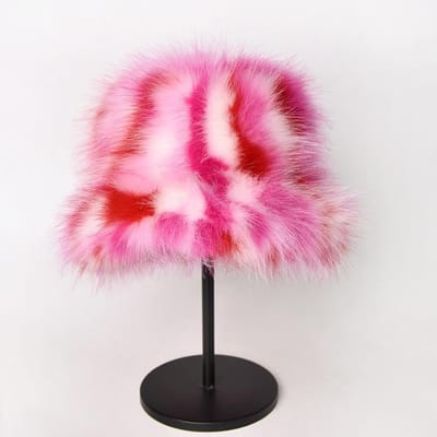 Pluizige Nepbont Emmerhoed Dames Konijnenbont Warm Dik Pluche Wintermuts Dame Luxe Mode Feest Panama Vissershoed One Size pink