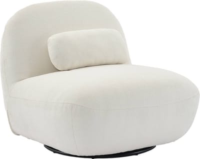 sweeek - Draaiende fauteuil 360° in gestructureerde bouclette en metaal met kussen