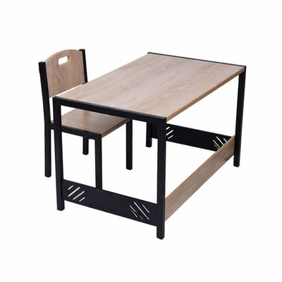 Industrial living Speeltafel – Activiteiten tafel – Kindertafel en stoeltjes – Kinderbureau – Montessori -Kinderkamer Meubels – Eiken Grijs – Zwart